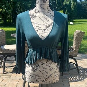 Urban Outfitters Green V-Neck Sweater Soft Knit Casual